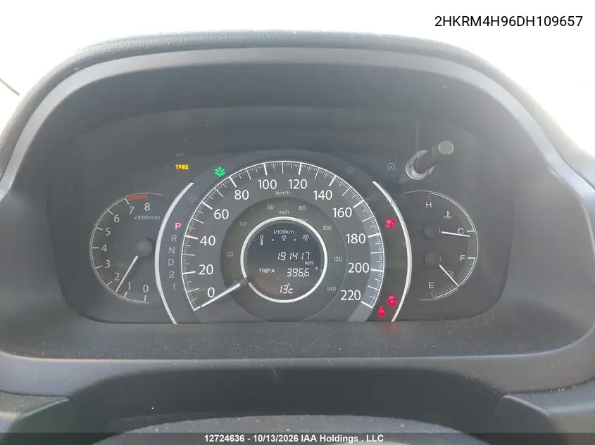 2013 HONDA CR-V VIN 2HKRM4H96DH109657 — фото 7