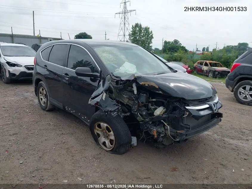 HONDA CR-V 2016, VIN 2HKRM3H34GH001533