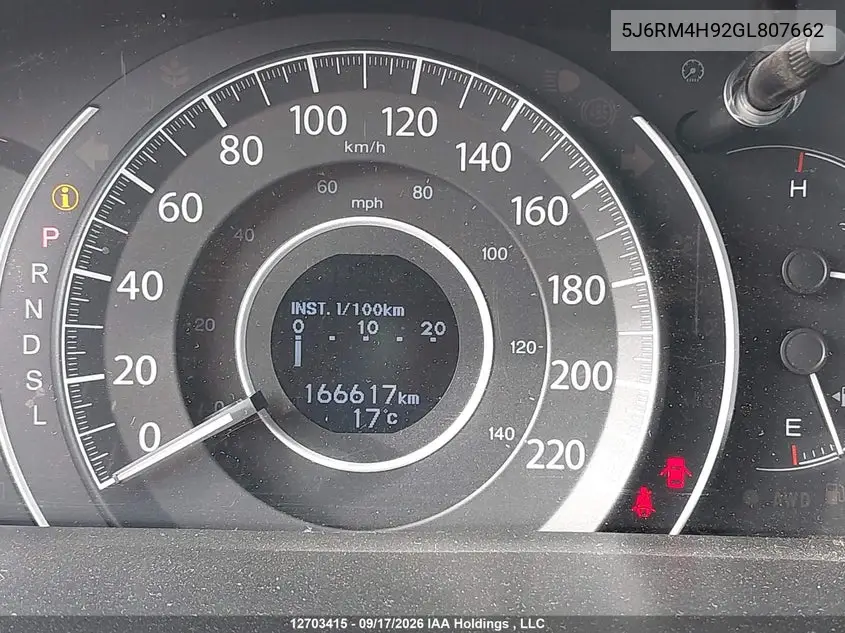 2016 HONDA CR-V VIN 5J6RM4H92GL807662 — фото 15