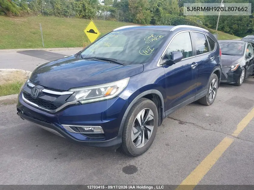 2016 HONDA CR-V VIN 5J6RM4H92GL807662 — фото 2
