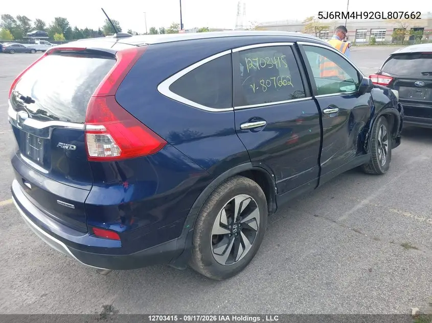 2016 HONDA CR-V VIN 5J6RM4H92GL807662 — фото 4