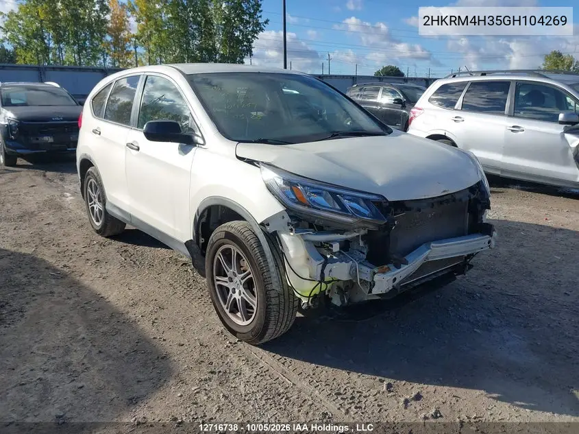 HONDA CR-V 2016, VIN 2HKRM4H35GH104269