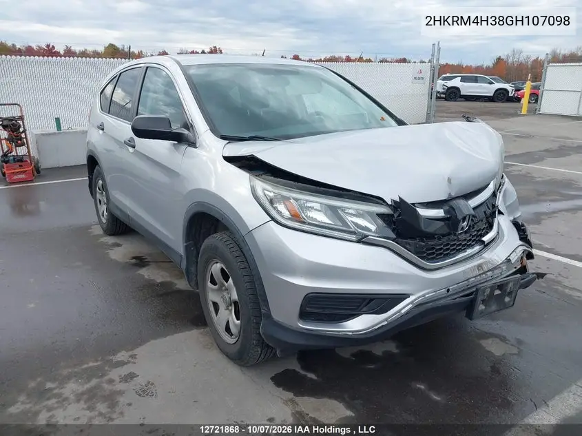 HONDA CR-V 2016, VIN 2HKRM4H38GH107098