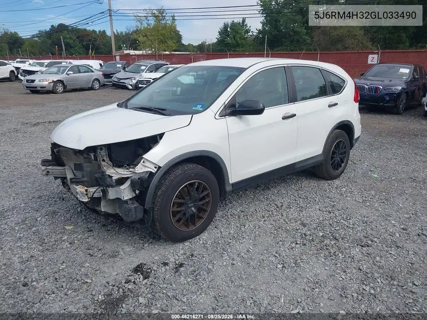 2016 HONDA CR-V VIN 5J6RM4H32GL033490 — фото 2