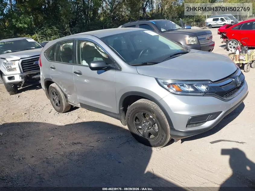 HONDA CR-V 2016, VIN 2HKRM3H37GH502769