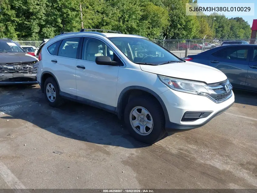 HONDA CR-V 2016, VIN 5J6RM3H38GL010029