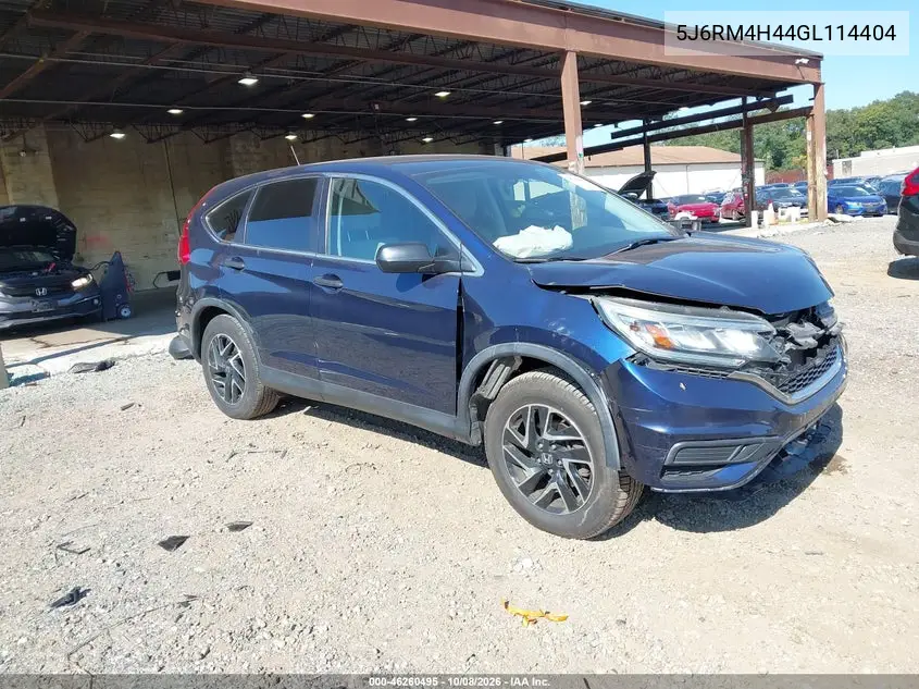 HONDA CR-V 2016, VIN 5J6RM4H44GL114404
