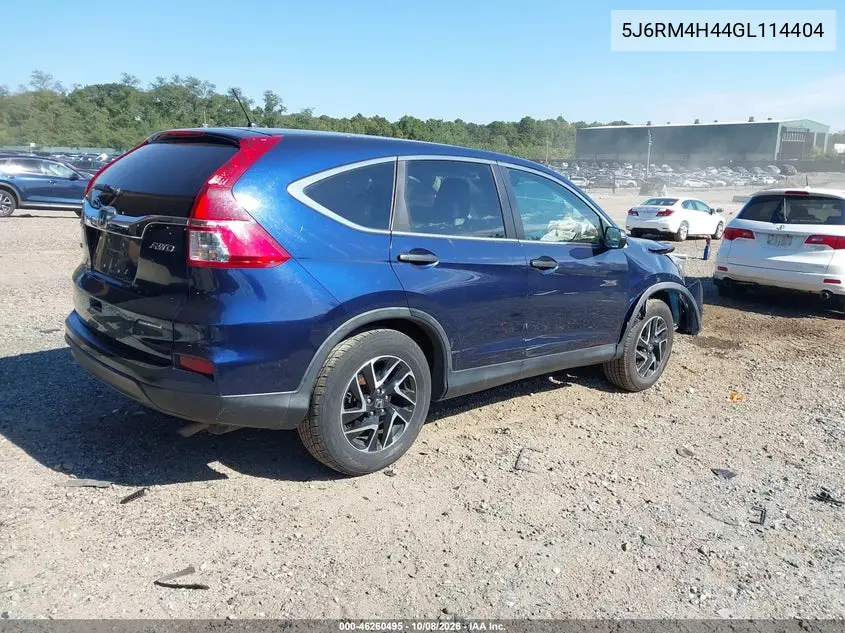 2016 HONDA CR-V VIN 5J6RM4H44GL114404 — фото 4