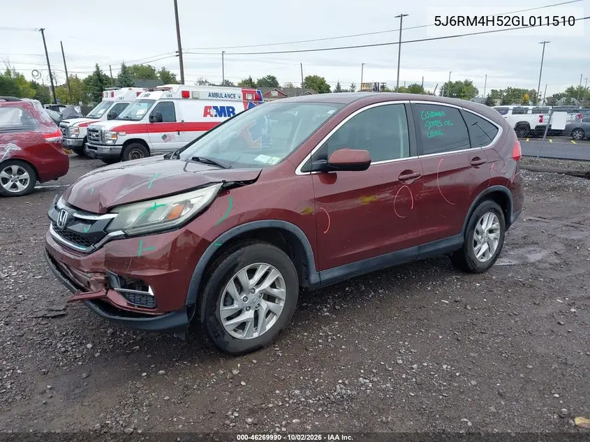2016 HONDA CR-V VIN 5J6RM4H52GL011510 — фото 2