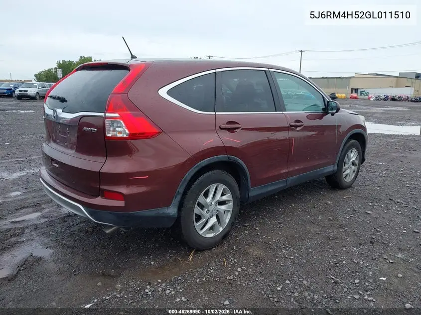2016 HONDA CR-V VIN 5J6RM4H52GL011510 — фото 4