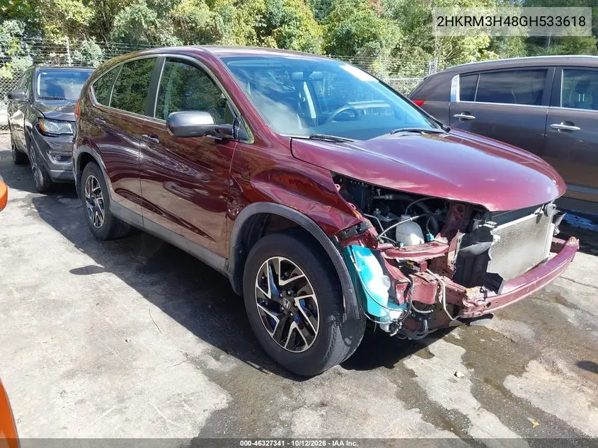 HONDA CR-V 2016, VIN 2HKRM3H48GH533618