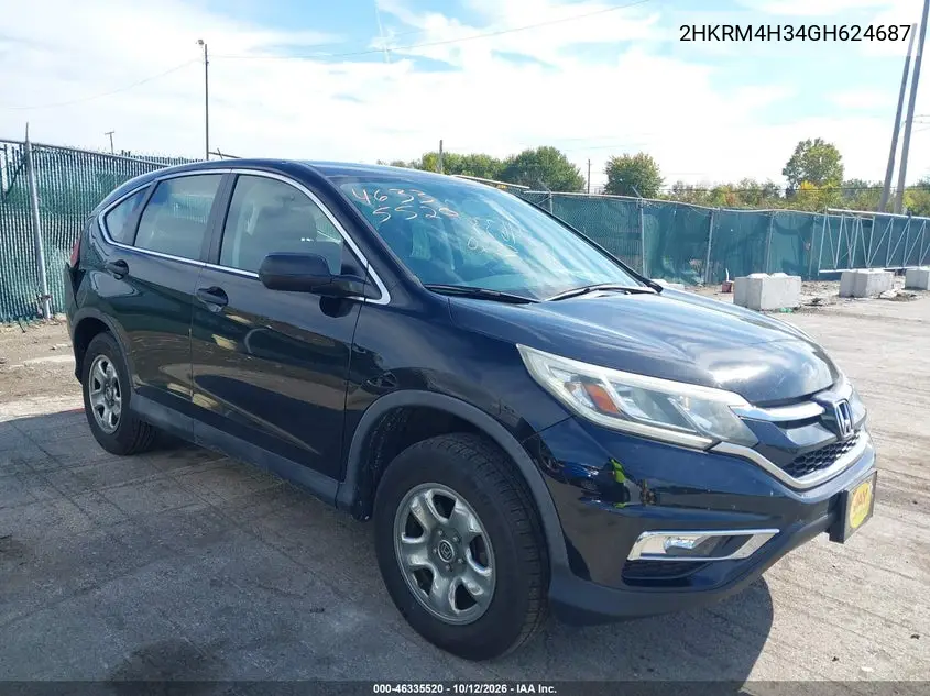 HONDA CR-V 2016, VIN 2HKRM4H34GH624687