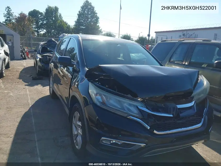 HONDA CR-V 2016, VIN 2HKRM3H5XGH522001