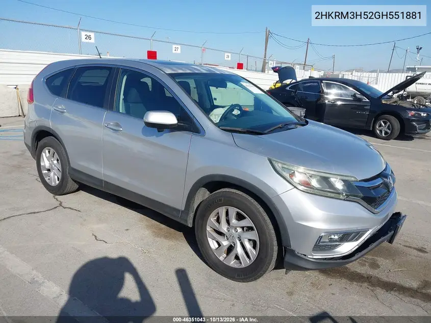 HONDA CR-V 2016, VIN 2HKRM3H52GH551881