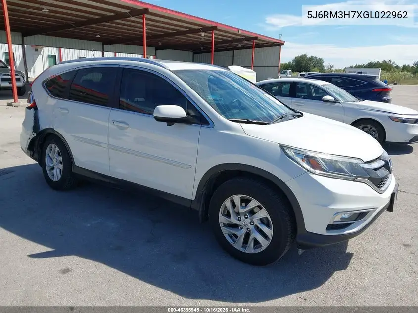 HONDA CR-V 2016, VIN 5J6RM3H7XGL022962