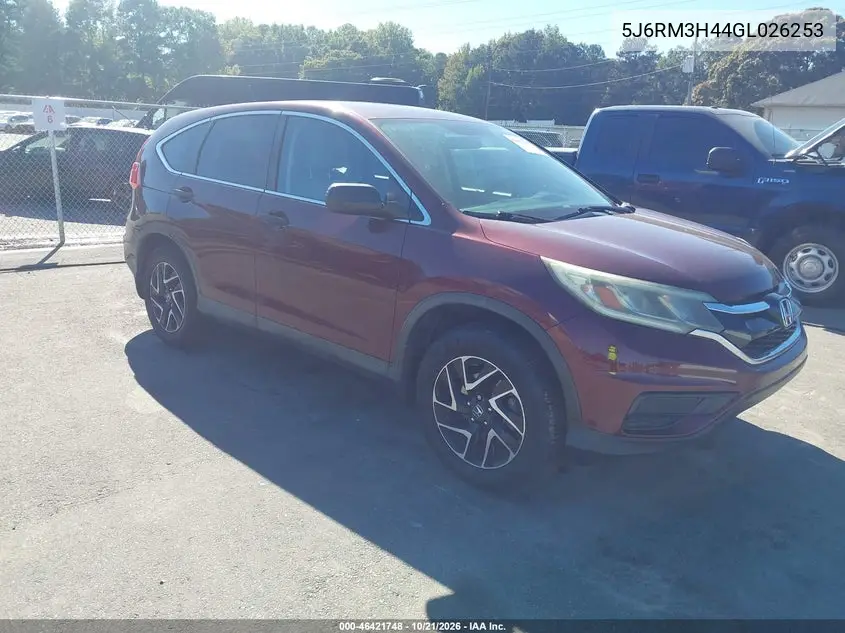 HONDA CR-V 2016, VIN 5J6RM3H44GL026253