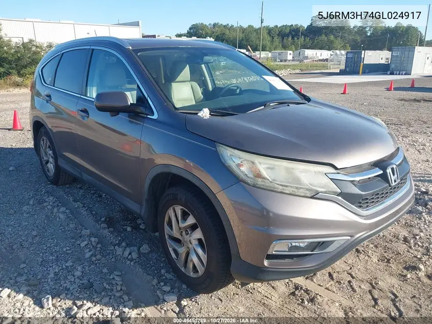 HONDA CR-V 2016, VIN 5J6RM3H74GL024917