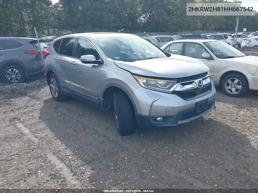 HONDA CR-V 2017, VIN 2HKRW2H81HH667542