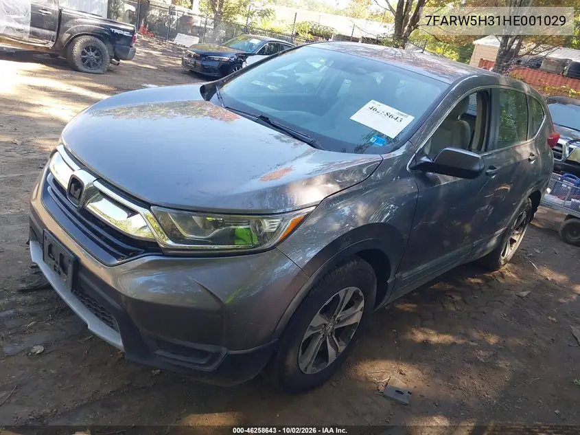 2017 HONDA CR-V VIN 7FARW5H31HE001029 — фото 2