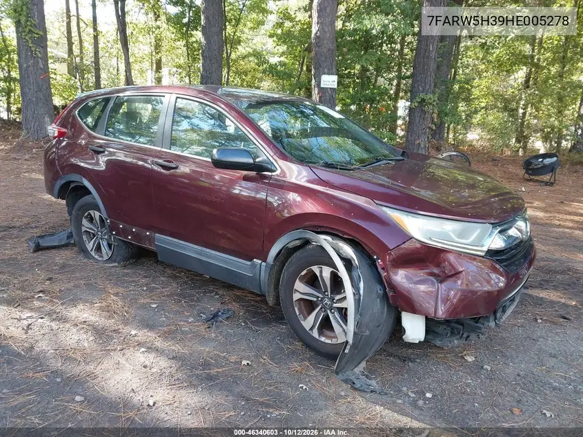 HONDA CR-V 2017, VIN 7FARW5H39HE005278