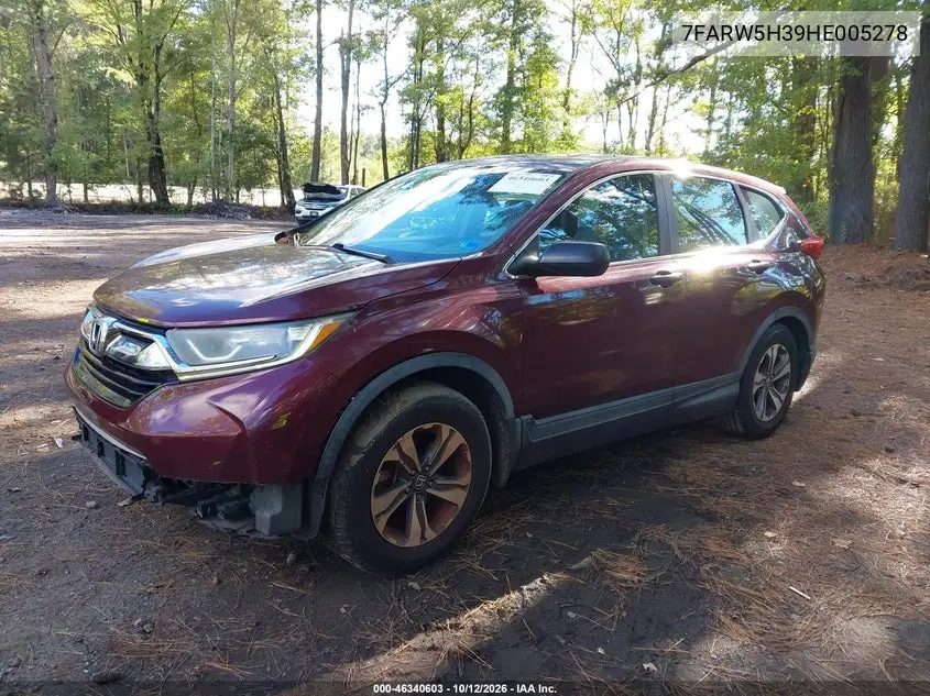 2017 HONDA CR-V VIN 7FARW5H39HE005278 — фото 2