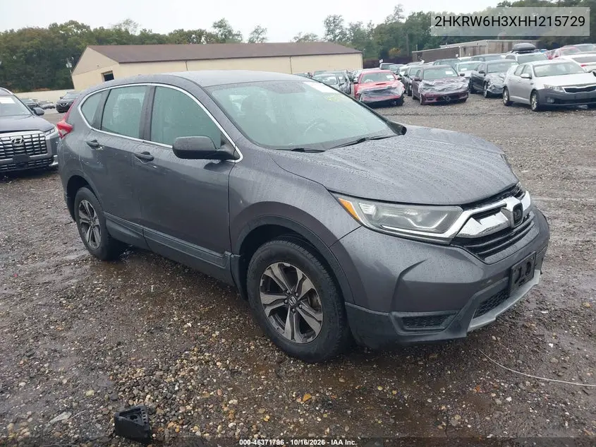 HONDA CR-V 2017, VIN 2HKRW6H3XHH215729