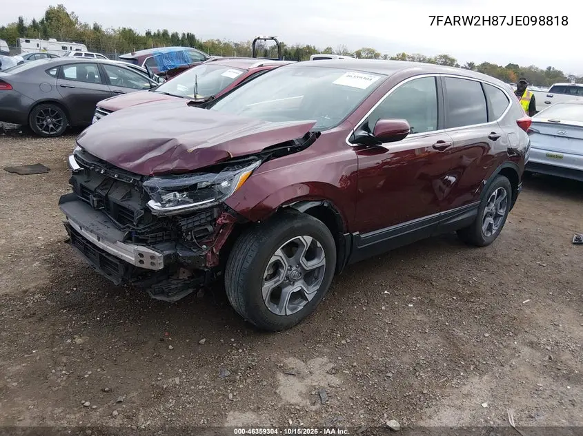 2018 HONDA CR-V VIN 7FARW2H87JE098818 — фото 2
