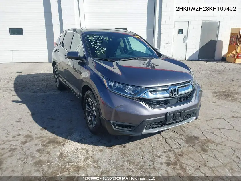 HONDA CR-V 2019, VIN 2HKRW2H28KH109402