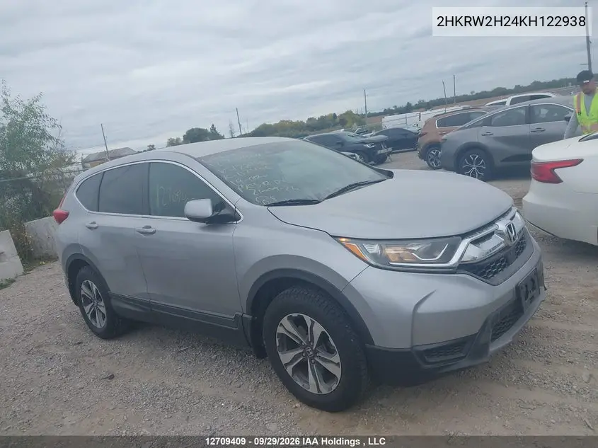 HONDA CR-V 2019, VIN 2HKRW2H24KH122938