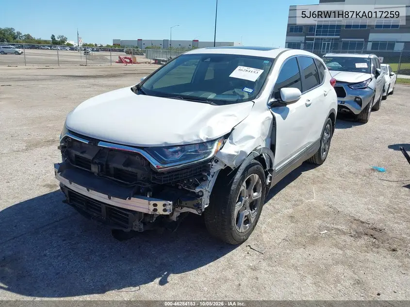 2019 HONDA CR-V VIN 5J6RW1H87KA017259 — фото 2