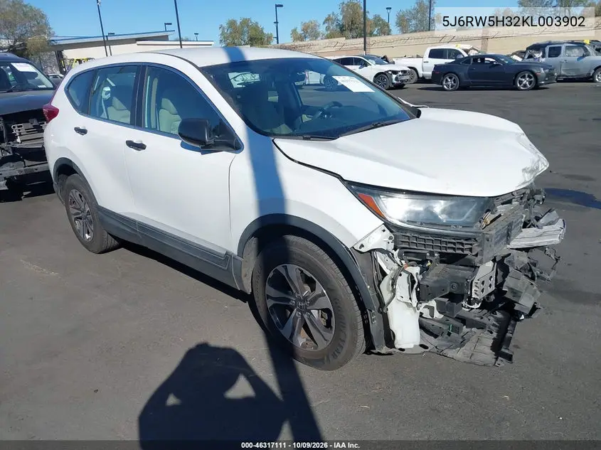 HONDA CR-V 2019, VIN 5J6RW5H32KL003902
