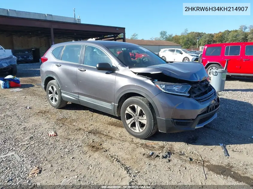 HONDA CR-V 2019, VIN 2HKRW6H34KH214907