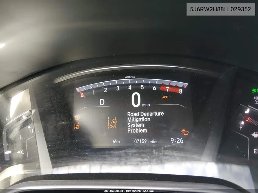 2020 HONDA CR-V VIN 5J6RW2H88LL029352 — фото 7