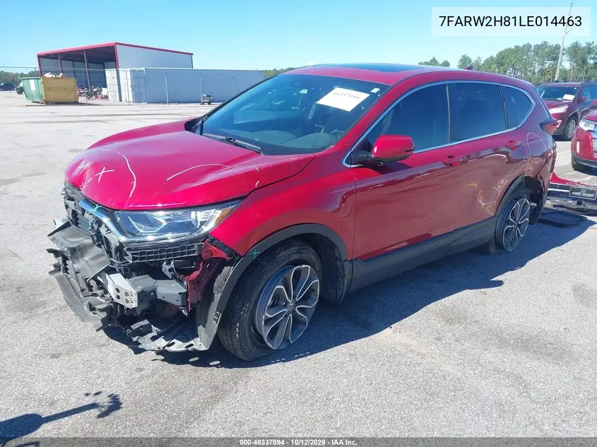 2020 HONDA CR-V VIN 7FARW2H81LE014463 — фото 2