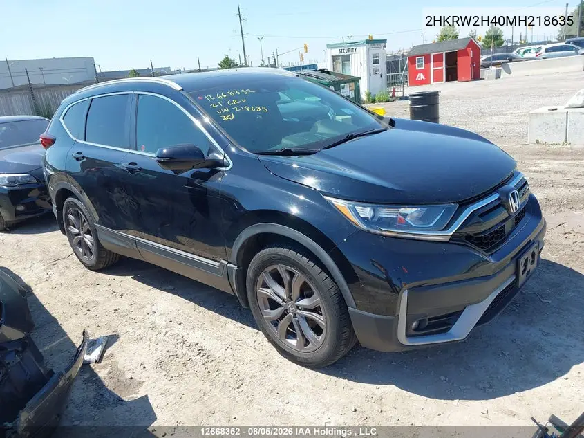 HONDA CR-V 2021, VIN 2HKRW2H40MH218635
