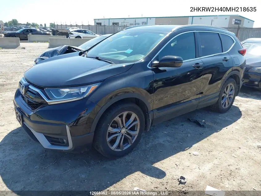 2021 HONDA CR-V VIN 2HKRW2H40MH218635 — фото 2