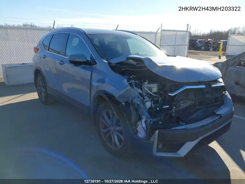 HONDA CR-V 2021, VIN 2HKRW2H43MH203322