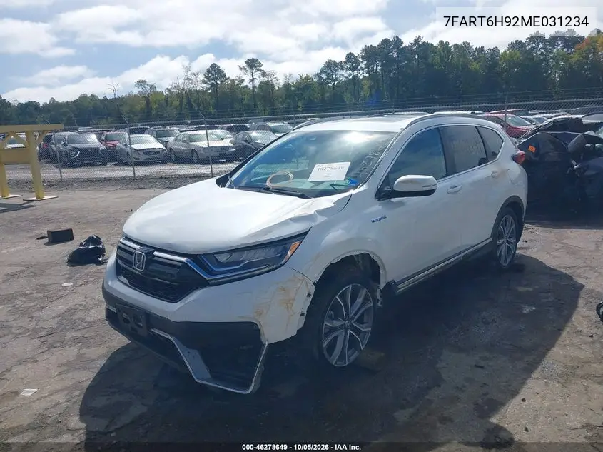 2021 HONDA CR-V VIN 7FART6H92ME031234 — фото 2