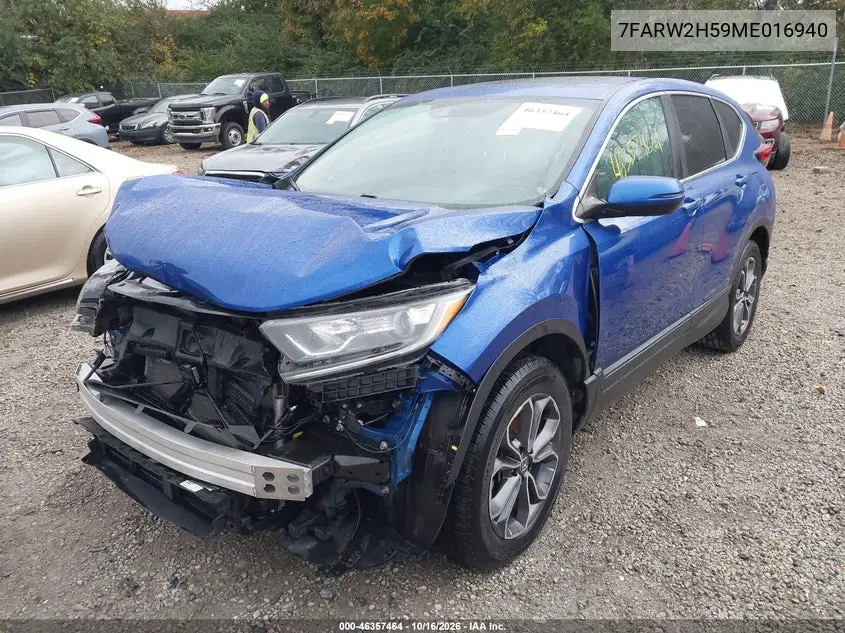 2021 HONDA CR-V VIN 7FARW2H59ME016940 — фото 2