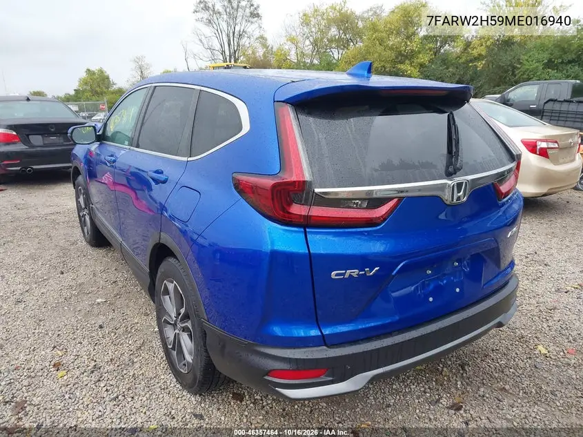 2021 HONDA CR-V VIN 7FARW2H59ME016940 — фото 3