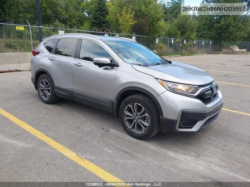 HONDA CR-V 2022, VIN 2HKRW2H86NH205957