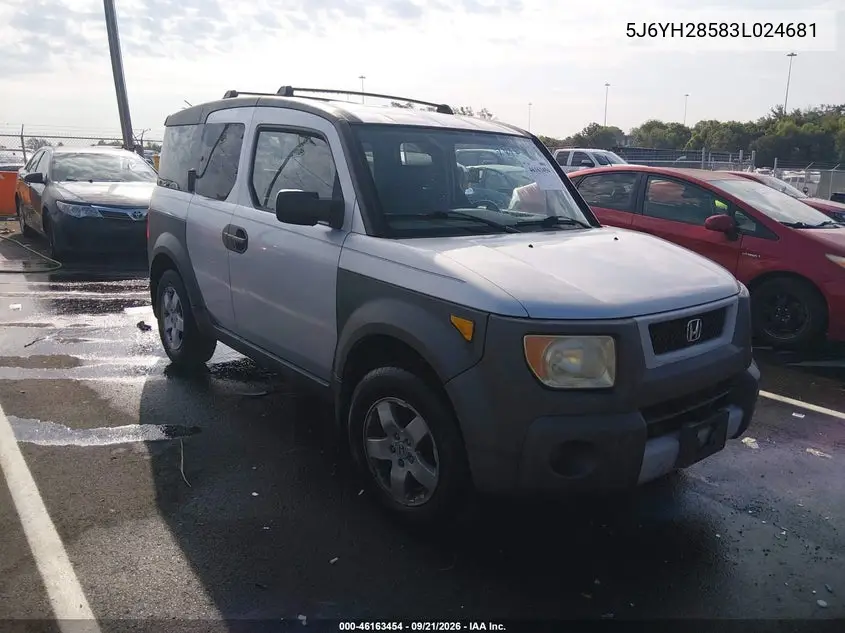 HONDA ELEMENT 2003, VIN 5J6YH28583L024681