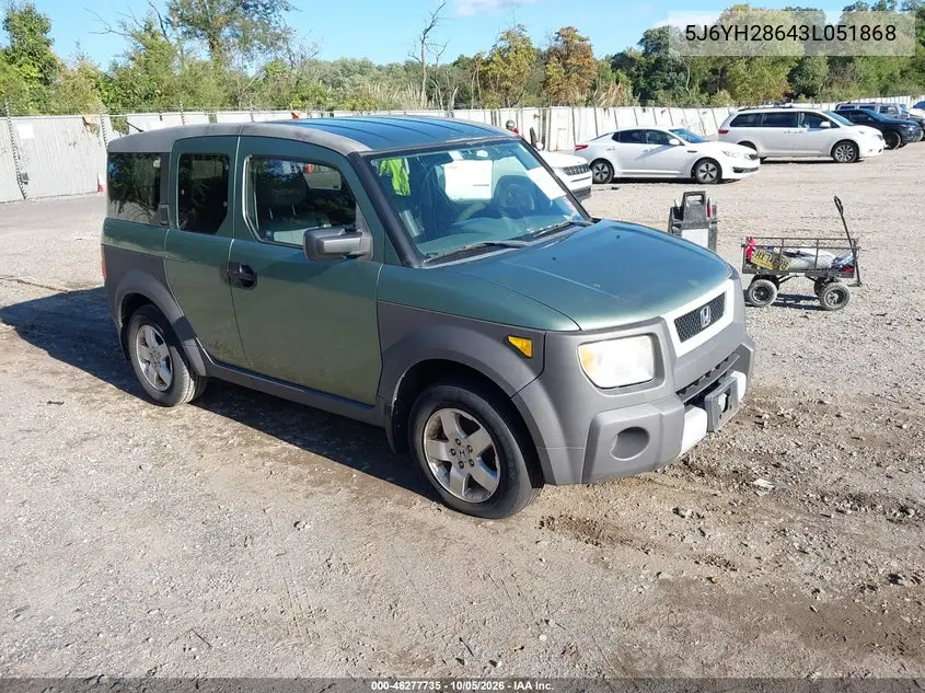 HONDA ELEMENT 2003, VIN 5J6YH28643L051868