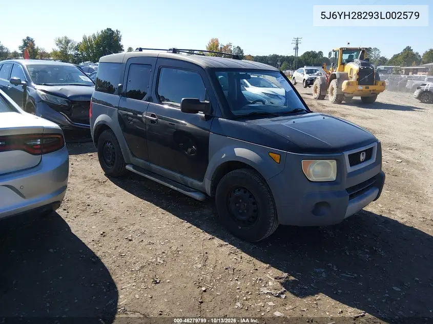 HONDA ELEMENT 2003, VIN 5J6YH28293L002579