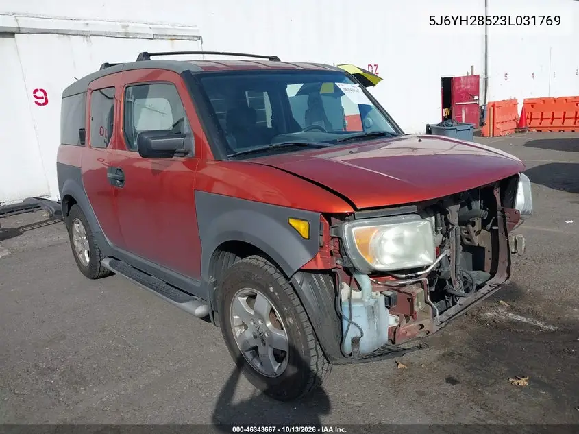 HONDA ELEMENT 2003, VIN 5J6YH28523L031769