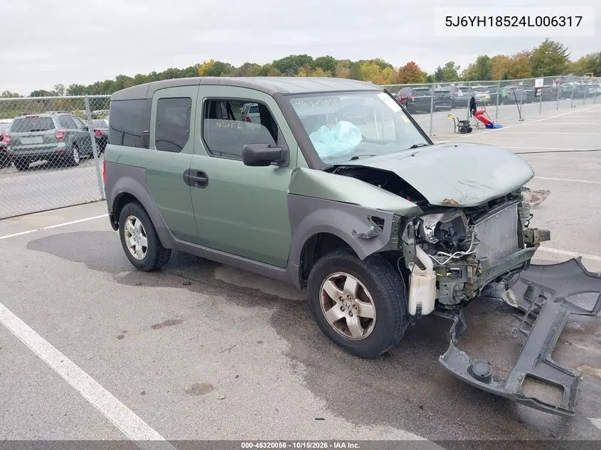 HONDA ELEMENT 2004, VIN 5J6YH18524L006317