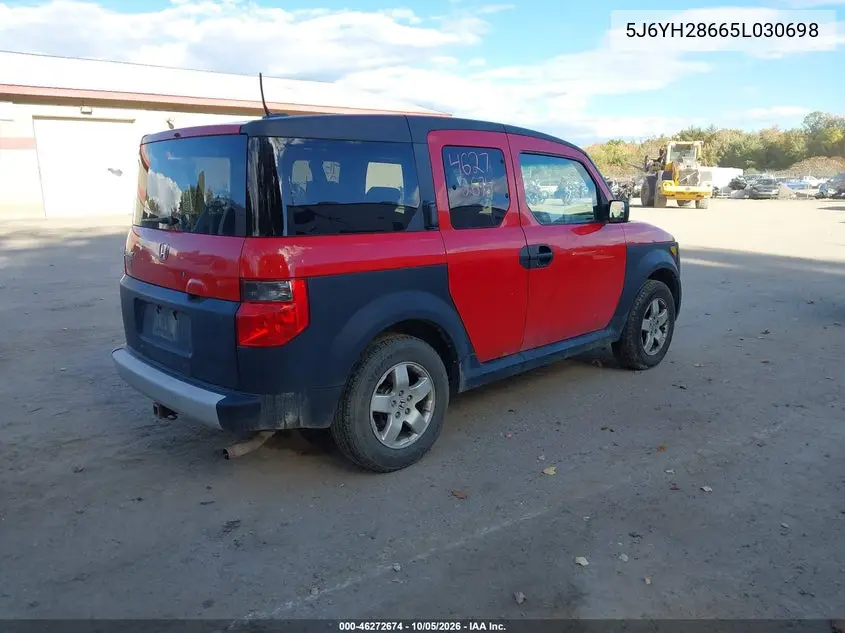 2005 HONDA ELEMENT VIN 5J6YH28665L030698 — фото 4
