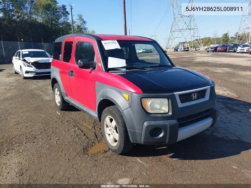 HONDA ELEMENT 2005, VIN 5J6YH28625L008911