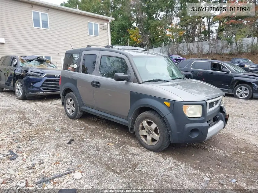 HONDA ELEMENT 2005, VIN 5J6YH28625L018094