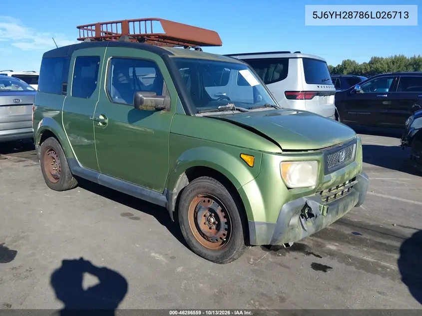 HONDA ELEMENT 2006, VIN 5J6YH28786L026713